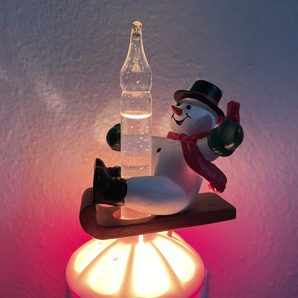 Qty 2 Roman Inc Vintage Holiday‎ Night Lights Tested Works Great-Snowman & Santa